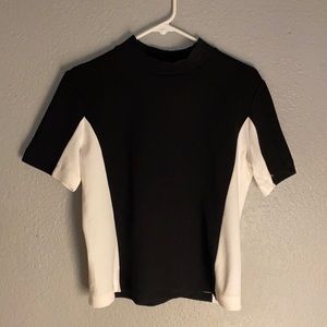 Mock Neck black and white top